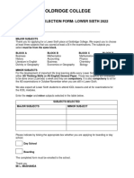L6 Subject Selection Form 2022