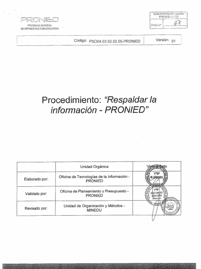 Respaldar La Información - PRONIED | PDF
