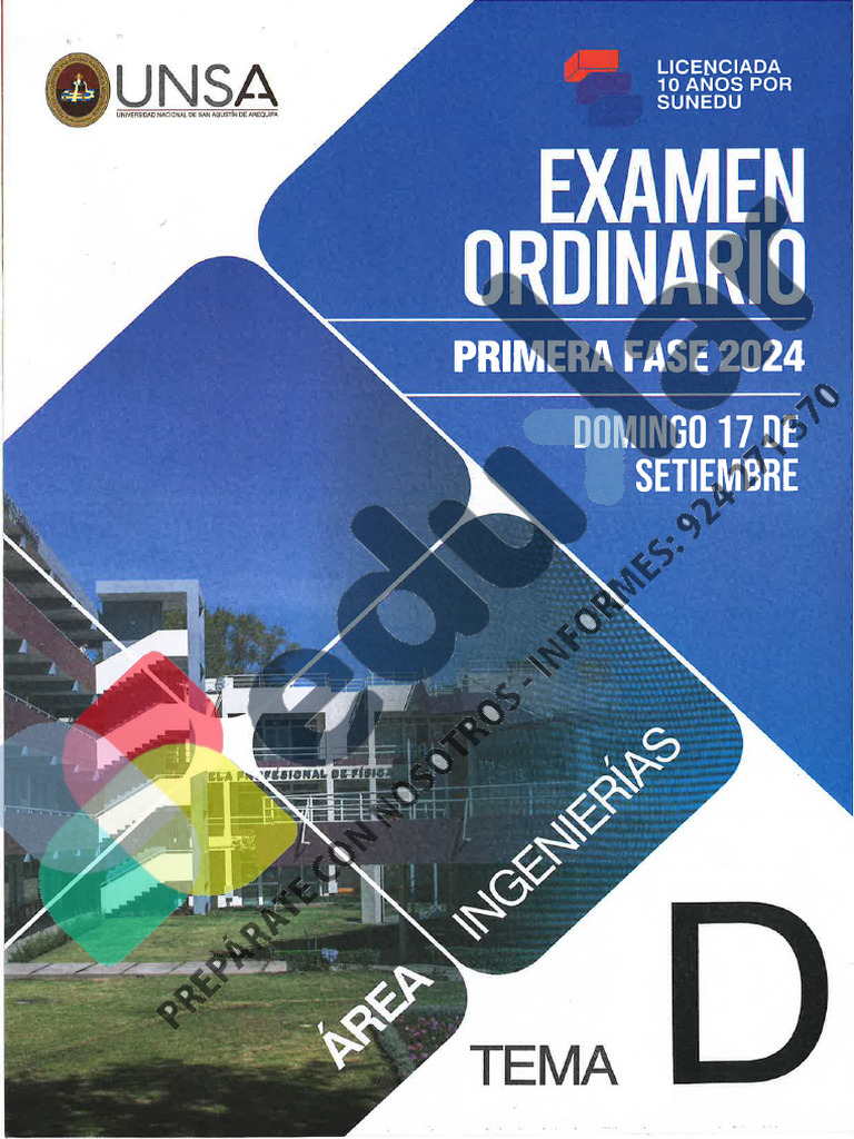 Examen de Admisión Ordinario I Fase 2024 | PDF