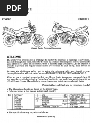HONDA HORNET サービスマニュアル Honda 2004 Hornet Service Manual