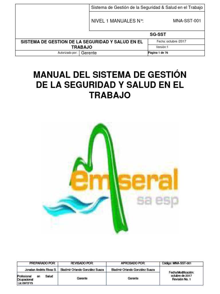 Manual Del Sistema De Gestion De La Seguridad Y Salud En El Trabajo