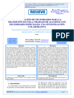 Evaluación de Necesidades para La Transición Escuela-Trabajo de Alumnos Con Necesidades Especiales Una Investigación Colaborativa