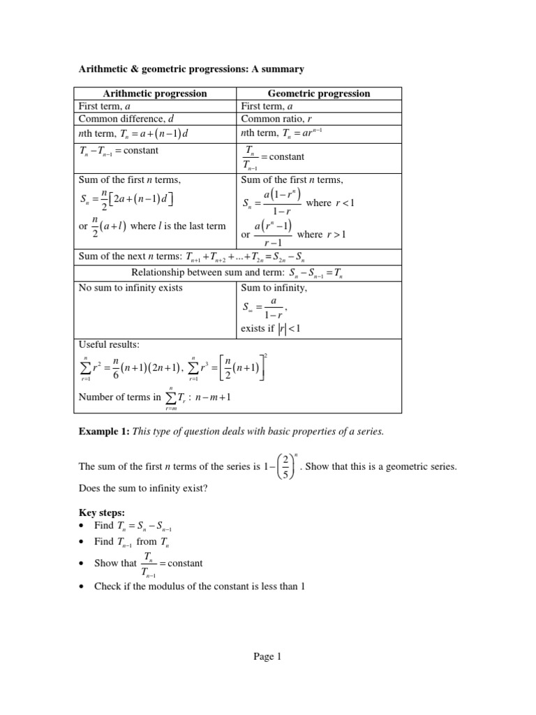AP & GP Summary | PDF | Summation | Elementary Mathematics