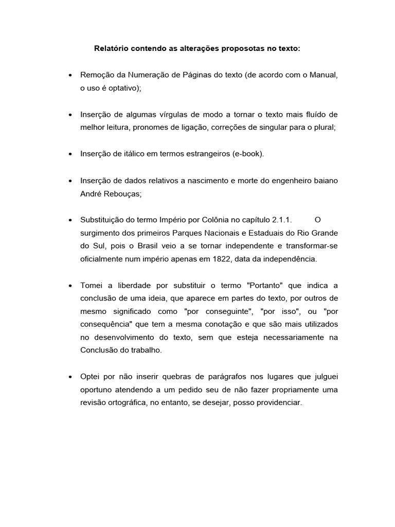 Relatório Contendo As Alterações Proposotas No Texto | PDF