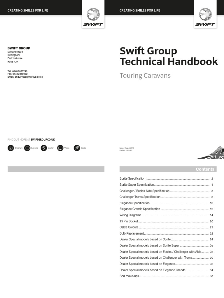 Swift Touring Caravans Technical Guide | PDF | Payload | Toilet