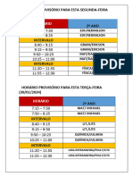 Horário Provisório 2º Ano