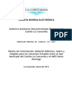 Subasta Inversa Electrónica: Gobierno Autónomo Descentralizado Municipal Del Cantón La Concordia