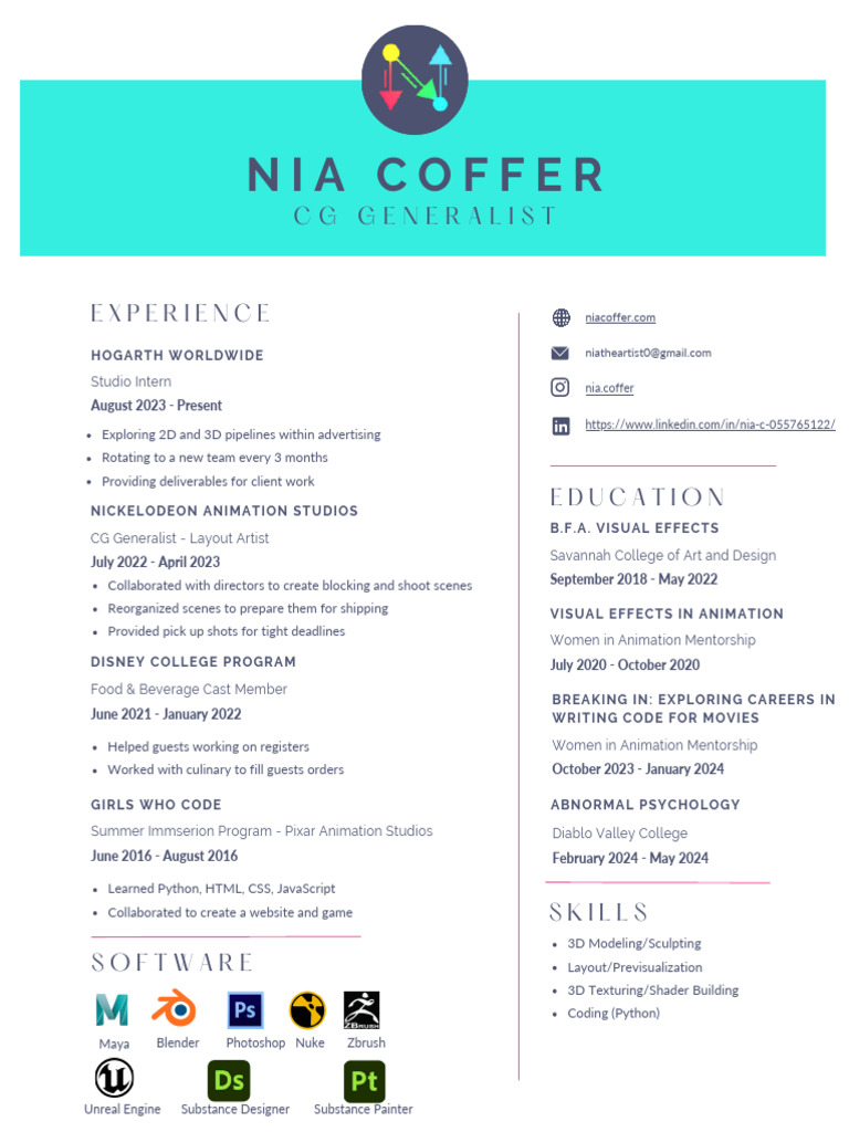 3D Generalist Resume of Nia Coffer | PDF | Computing