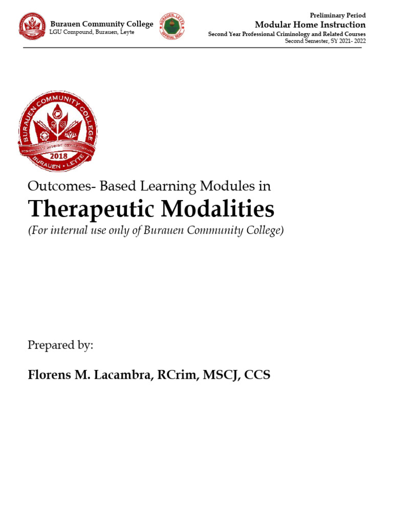 Therapeutic Modalities Prelim - 071024 | PDF | Probation | Prison