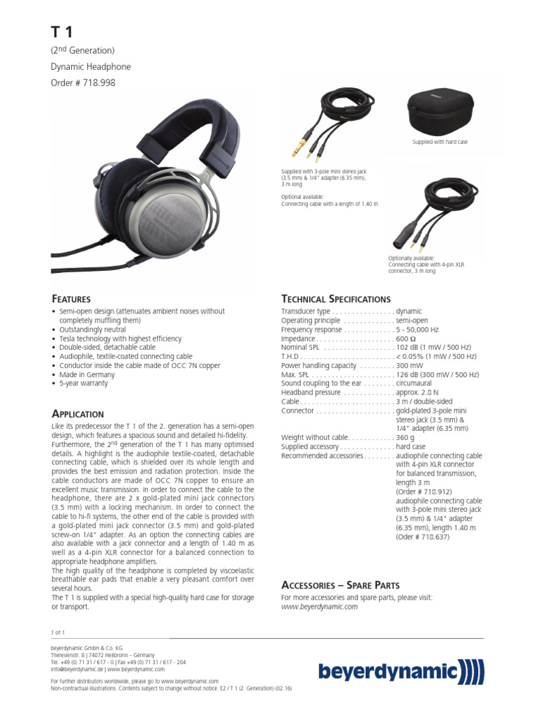 bayerdinamic-t1-specifications-pdf-headphones-information-and