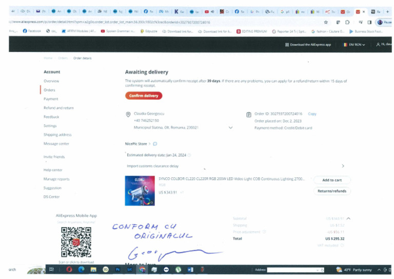 Comanda Aliexpress PDF