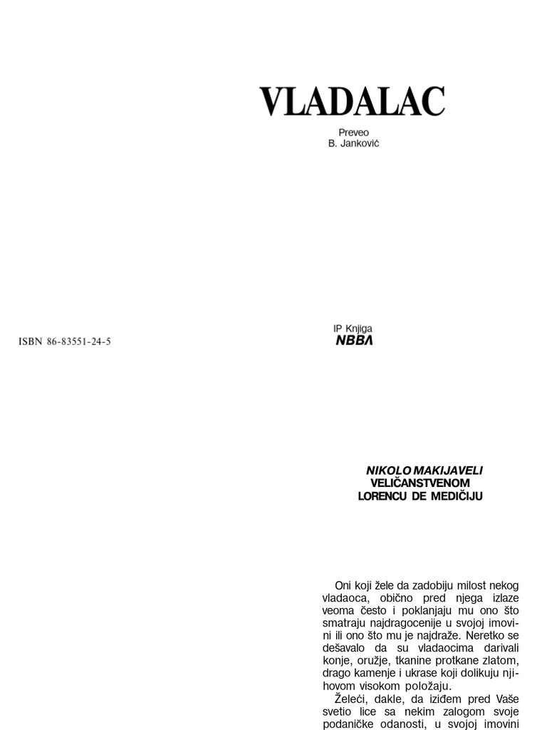 Niccolo Machiavelli - Vladar | PDF