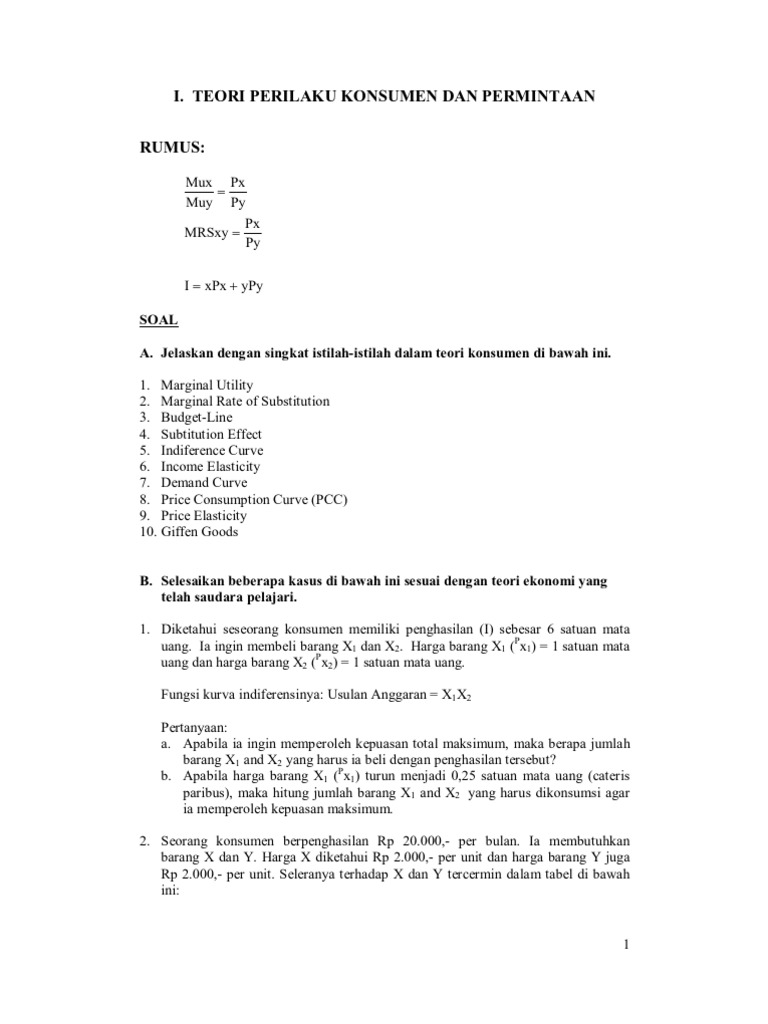 Soal Jawaban Latihan Mikroekonomi