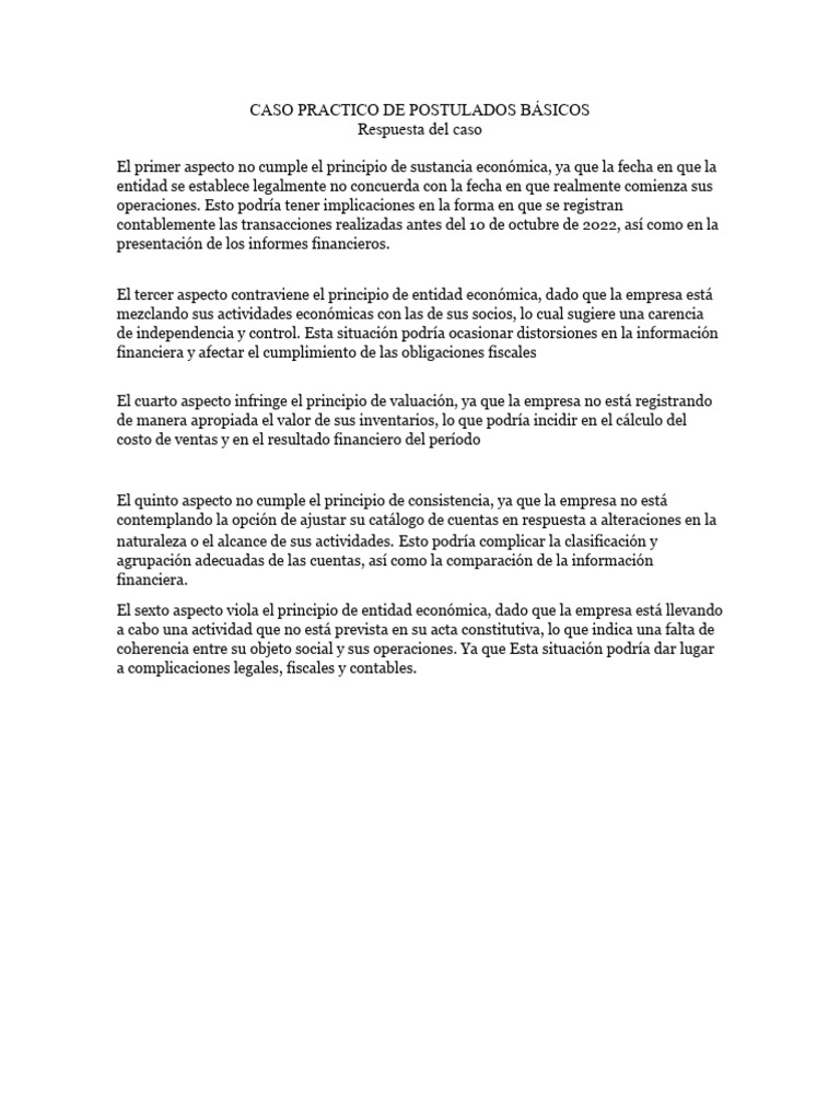Caso Practico de Postulados Básicos | PDF