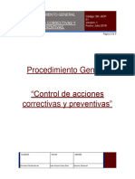 Procedimiento General "Control de Acciones Correctivas y Preventivas"