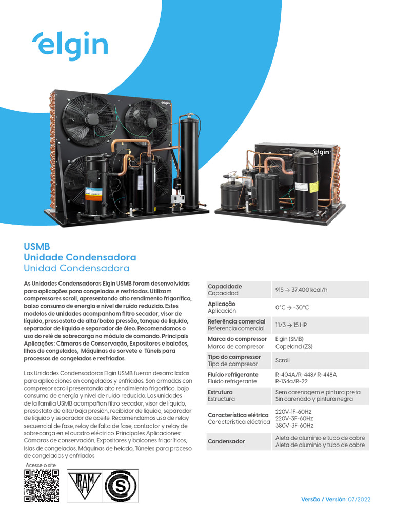Catálogo Unidades Condensadoras Elgin | PDF | Refrigerador | Cantidad