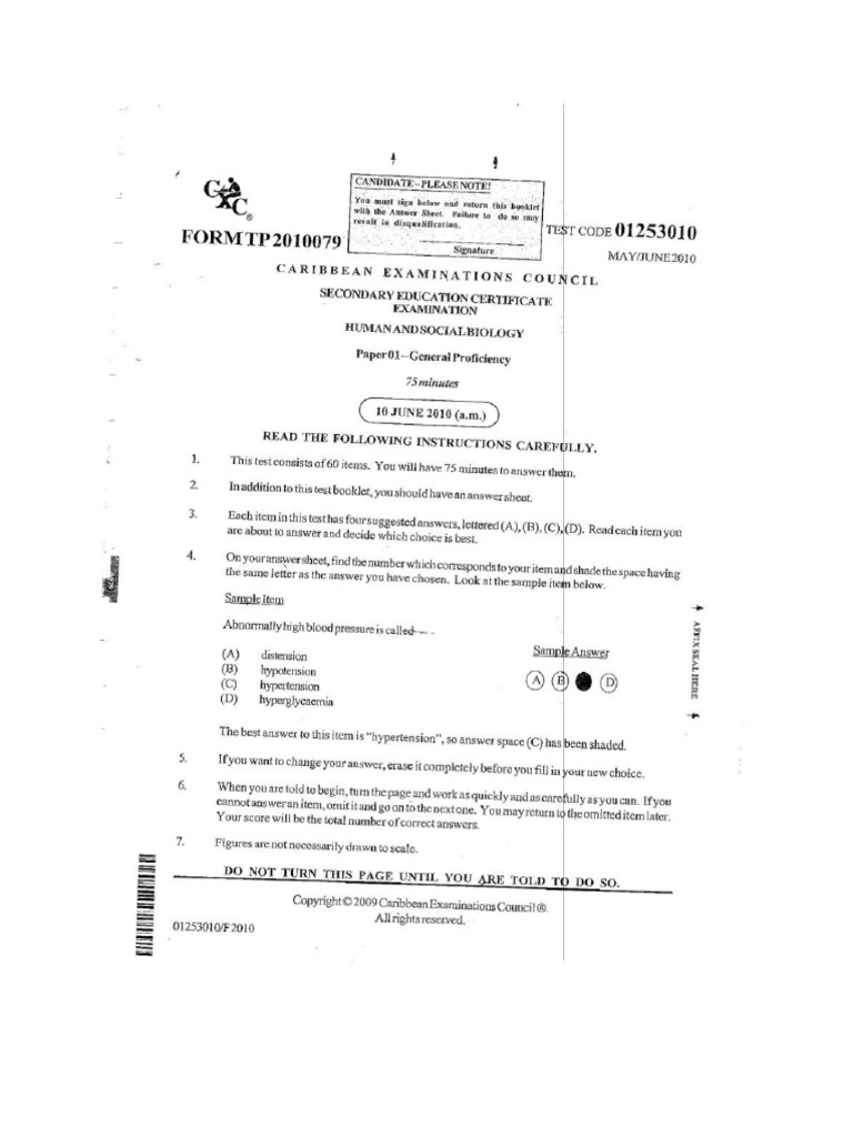 HSB 2010 Paper1 | PDF