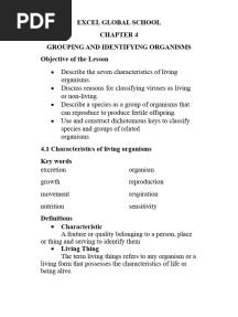 Chapter 4 - Grouping and Identifying Organisms Notes