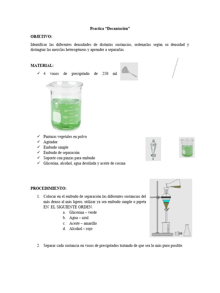 Práctica de Decantación Química | PDF