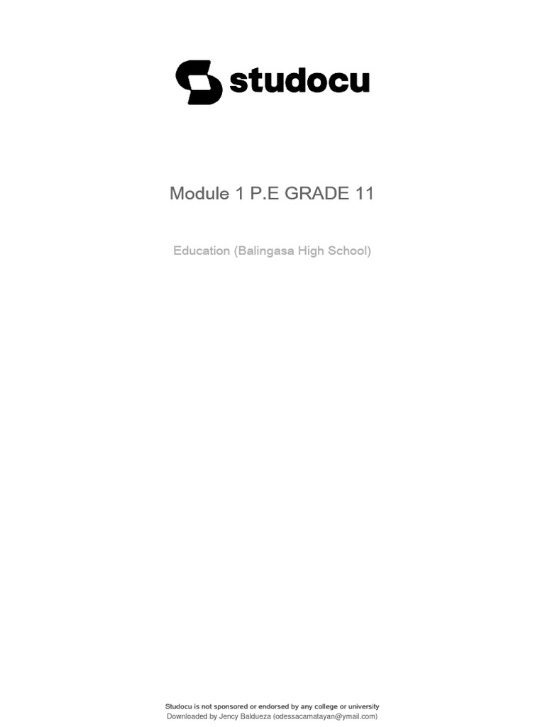 Module 1 Pe Grade 11 | PDF | Physical Fitness | Flexibility (Anatomy)