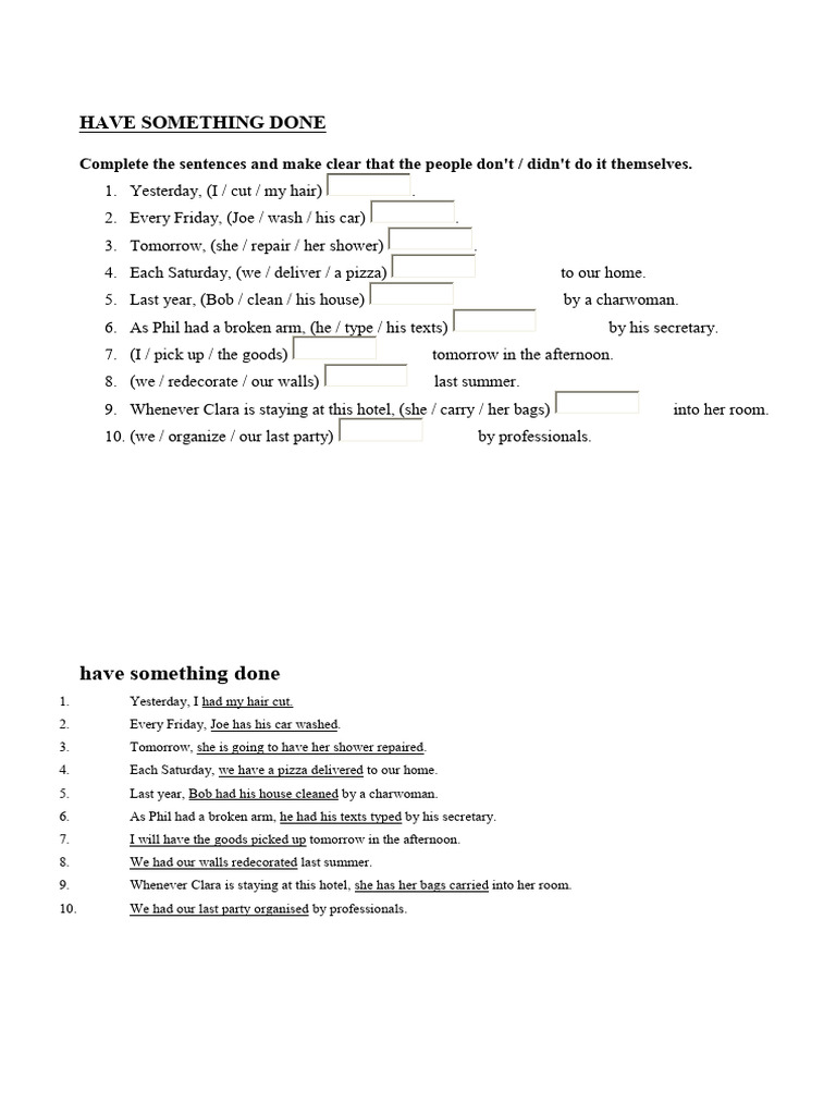 Have Something Done Exercises | PDF