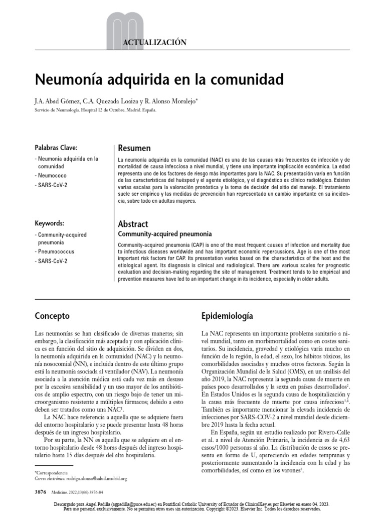 Neumonia Adquirida En La Comunidad Pdf Neumonía Estadísticas Medicas
