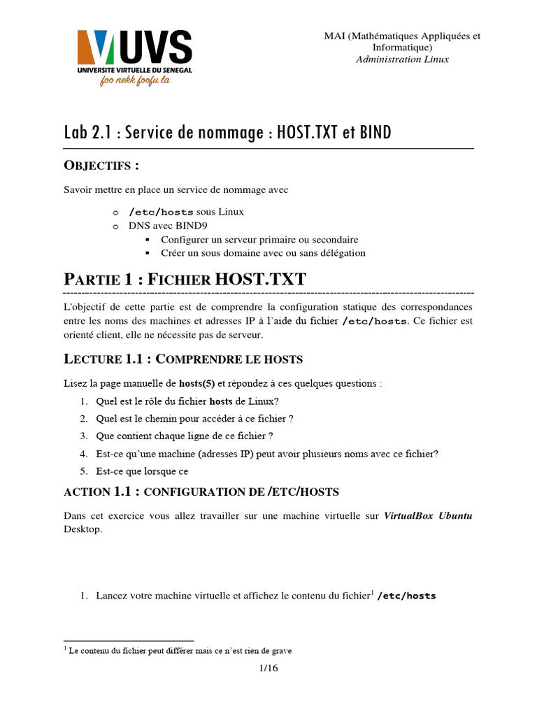 Configuration DNS avec BIND9 sous Linux | PDF | Système de noms de ...