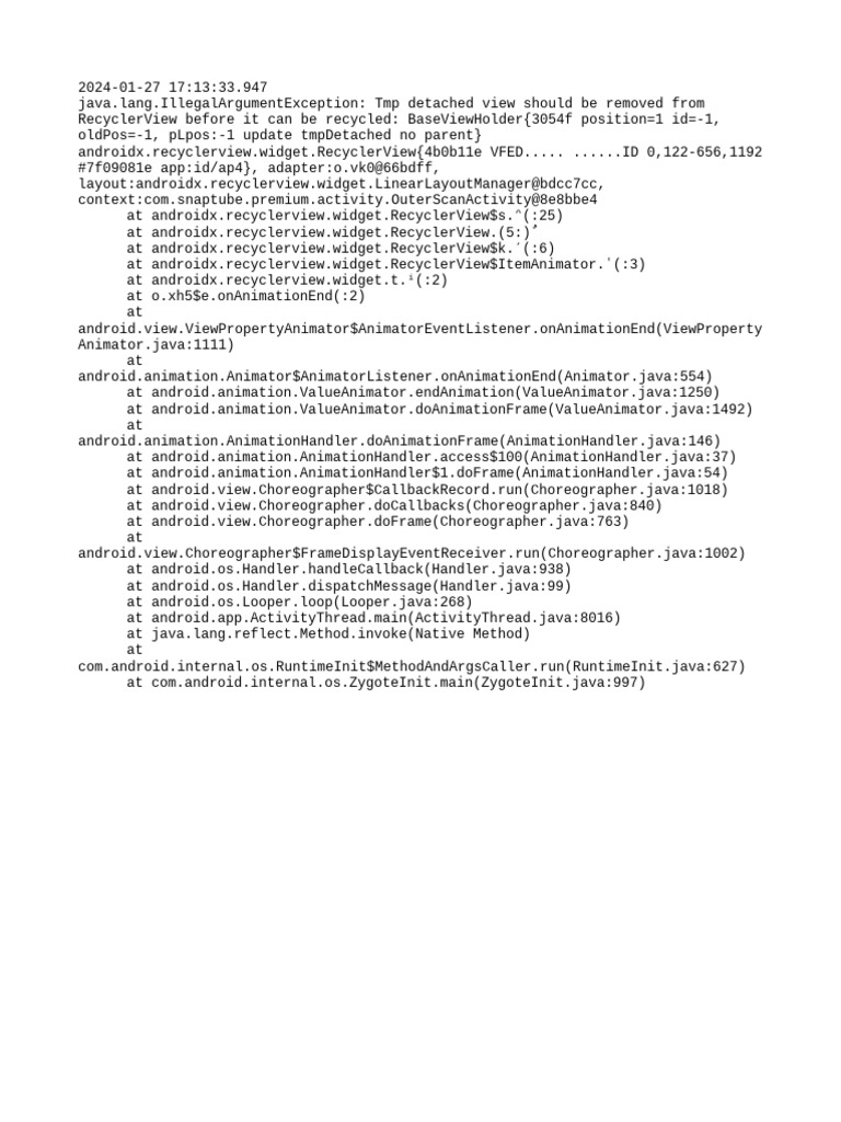 RecyclerView IllegalArgumentException Fix | PDF | Computers ...