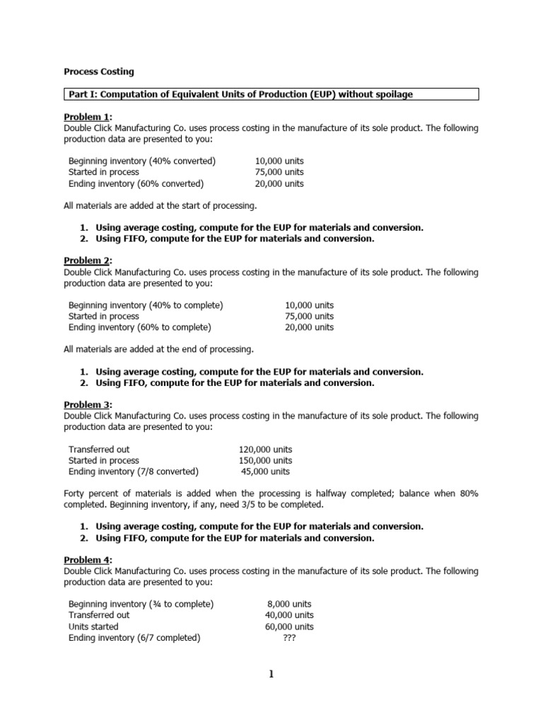EUP Calculation in Process Costing | PDF | Textiles | Inventory
