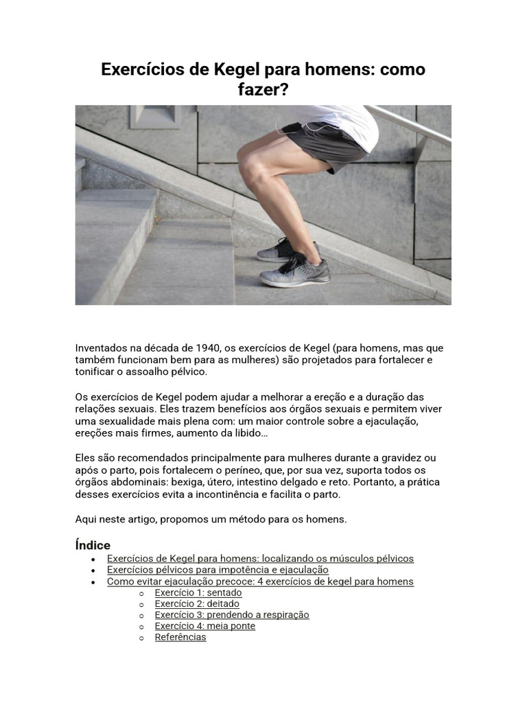 Exercícios de Kegel para Homens | Download grátis PDF | Reprodução ...