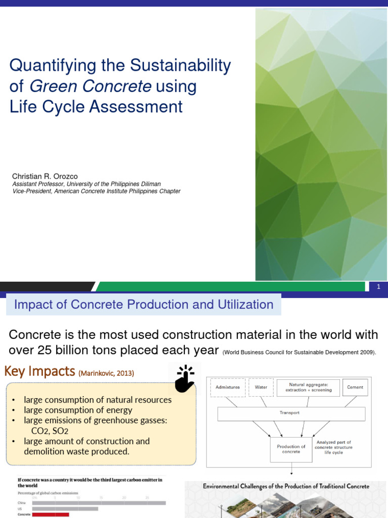 Green Concrete Sustainability Assessment | PDF | Life Cycle Assessment ...