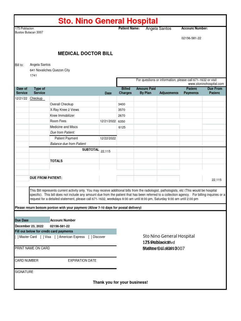 Sample Doctor Bill PDF Service Industries Medicine