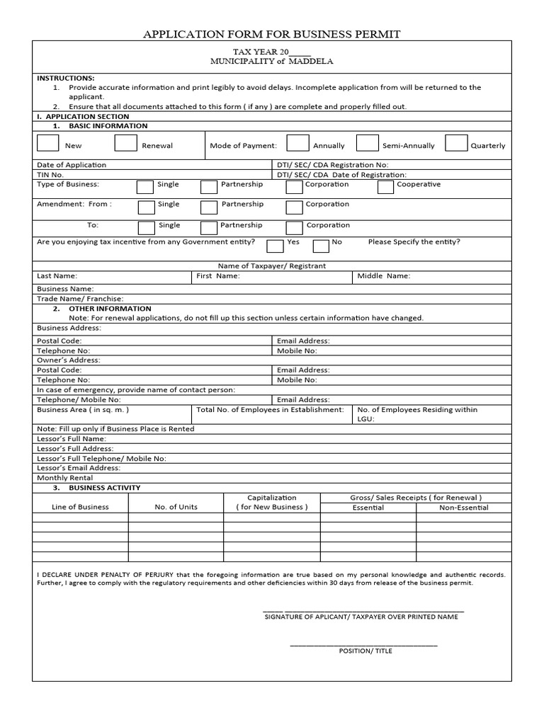 Form application for business permit pdf fire safety fee