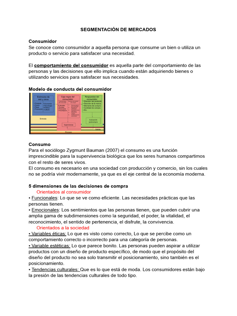 Segmentación de Mercados y Comportamiento del Consumidor | PDF ...