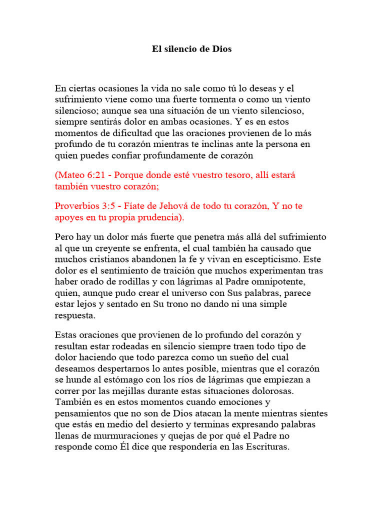 El Silencio de Dios | PDF | Relaciones personales, crianza y desarrollo ...