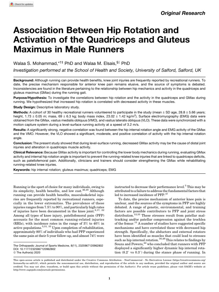 Association Between Hip Rotation and Activation of The Quadriceps and ...