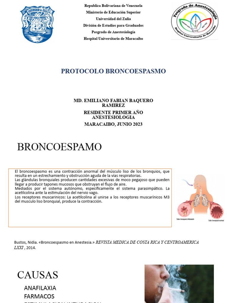 Protocolo para Manejo de Broncoespasmo | PDF | Asma | Medicina CLINICA