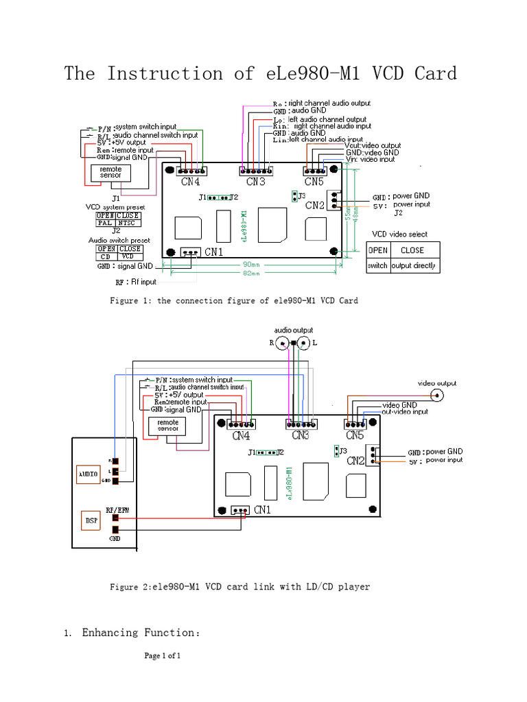 eLe980-M1 VCD Card Instruction Guide | PDF