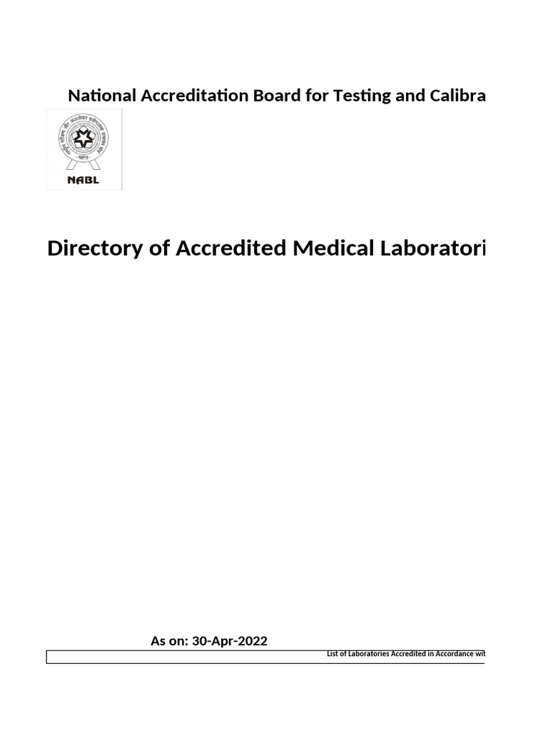 Accredited Medical Labs Directory | PDF | Pathology | Medical Laboratory