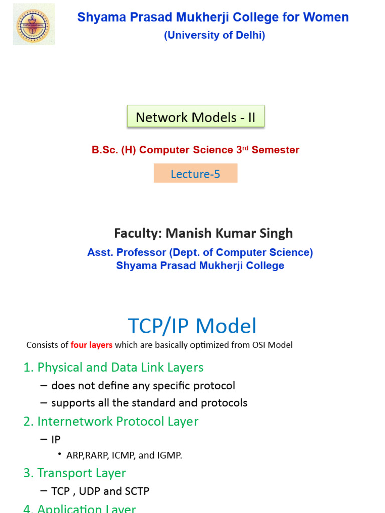 Lecture 5 Network Models II | PDF | Internet Protocol Suite | Computer ...