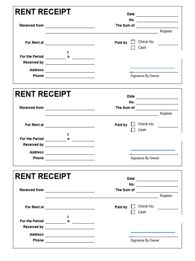 Rent Receipt Template Example | PDF