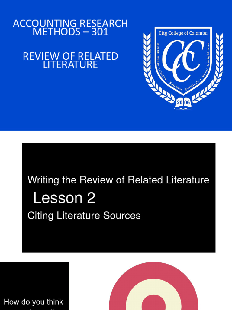 5.2 ARM301 RRL - Lesson2 CitingLiteratureSources | PDF | Citation | Apa ...
