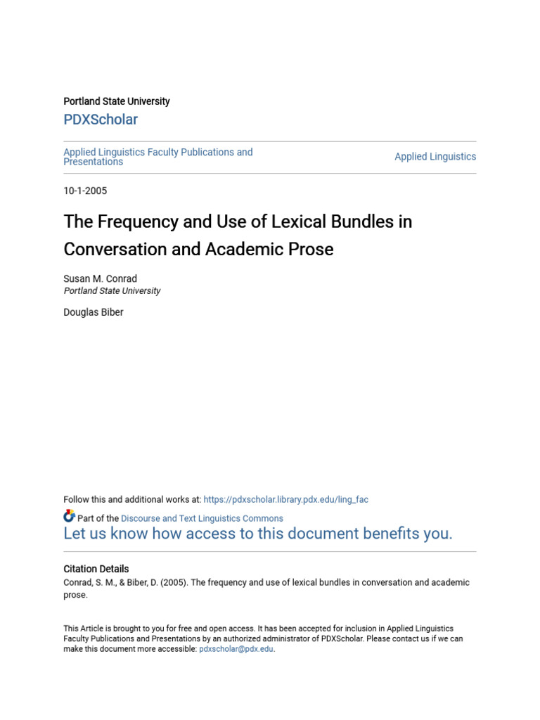 The Frequency and Use of Lexical Bundles in Conversation and Acad | PDF ...