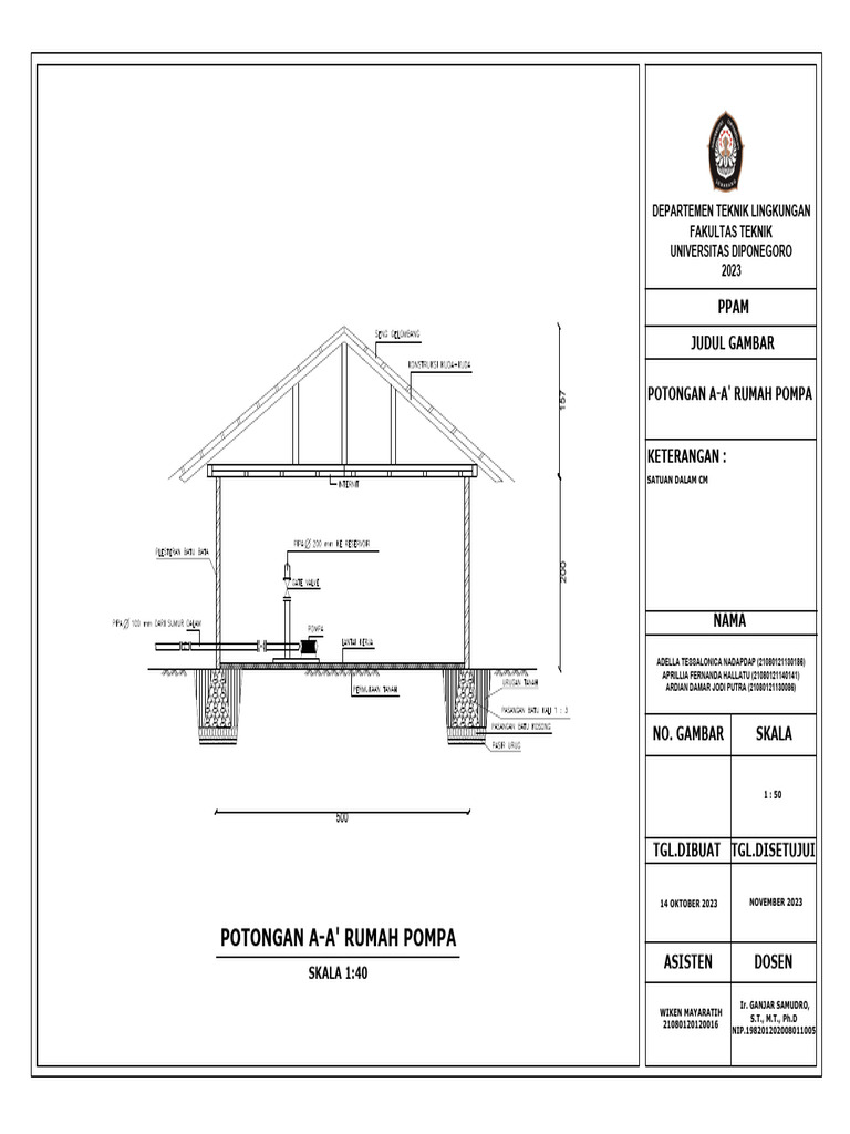 Potongan A-A' Rumah Pompa 1:50 | PDF