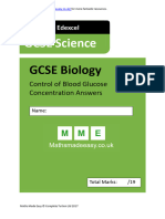 4.5.3.2 GCSE Biology. AQA OCR EDEXCEL. Control of Blood Glucose Concentration Answers