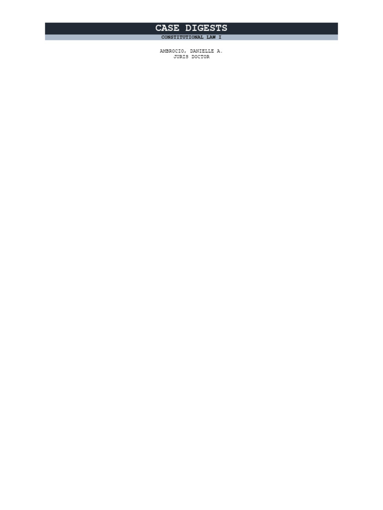 Consti Digests Done (Will Organize Tom and Put Table of Contents) | PDF ...