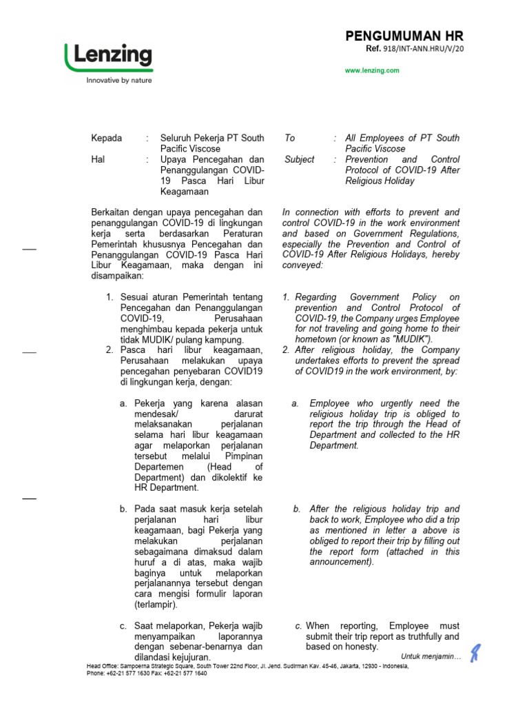 918_INT_ANN_HRU_V_20_Protokol COVID19 Pasca Hari Libur Keagamaan_ATTACHMENT | PDF