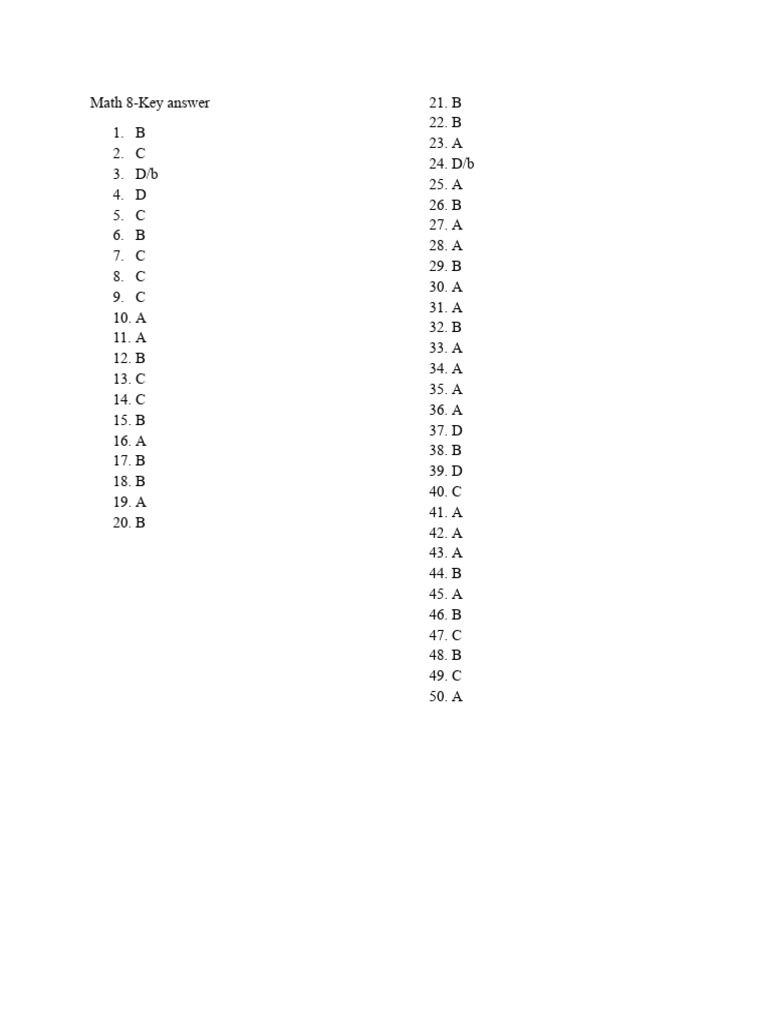 Key Answer Math 8 PDF
