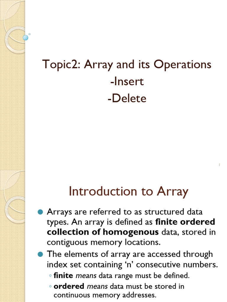 Topic 2a-Array and Its Operations (Insertion and Deletion) | PDF ...