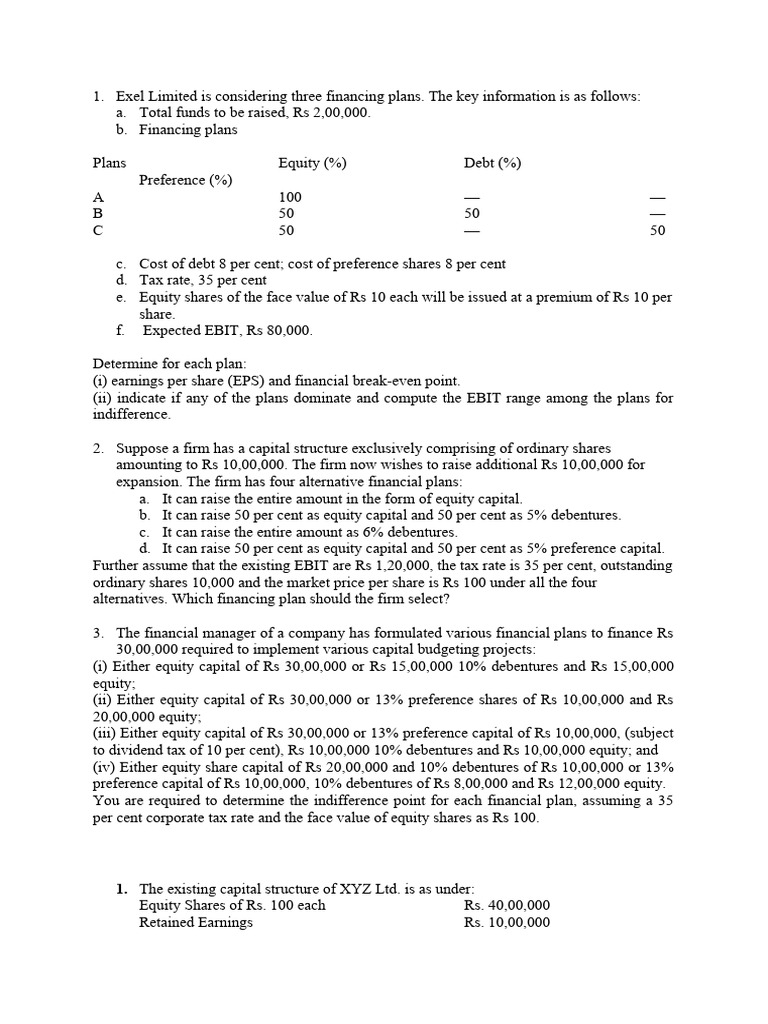 Capital Structure Few Problems Download Free Pdf Capital Structure
